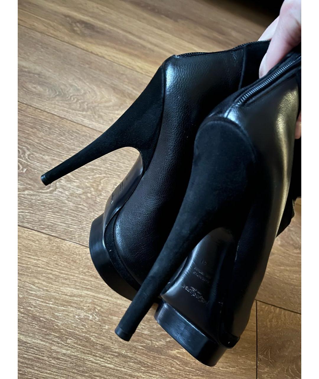 SAINT LAURENT Черные кожаные сапоги, фото 5