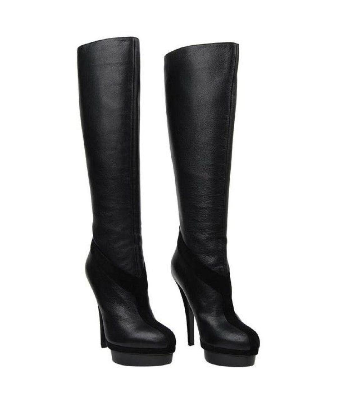SAINT LAURENT Черные кожаные сапоги, фото 1