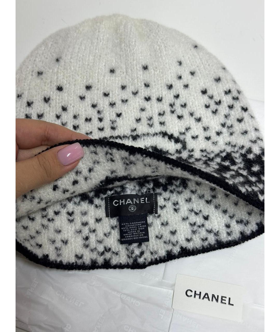 CHANEL Белая кашемировая шапка, фото 3