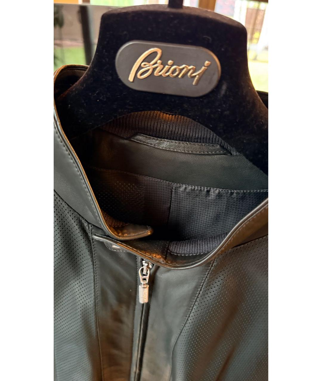 BRIONI Черная кожаная куртка, фото 3