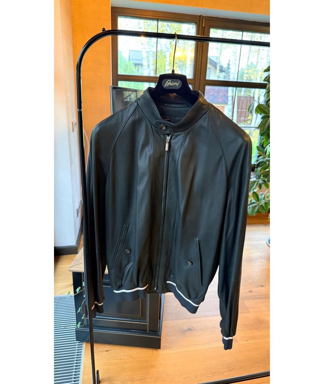 BRIONI Черная кожаная куртка, фото 9