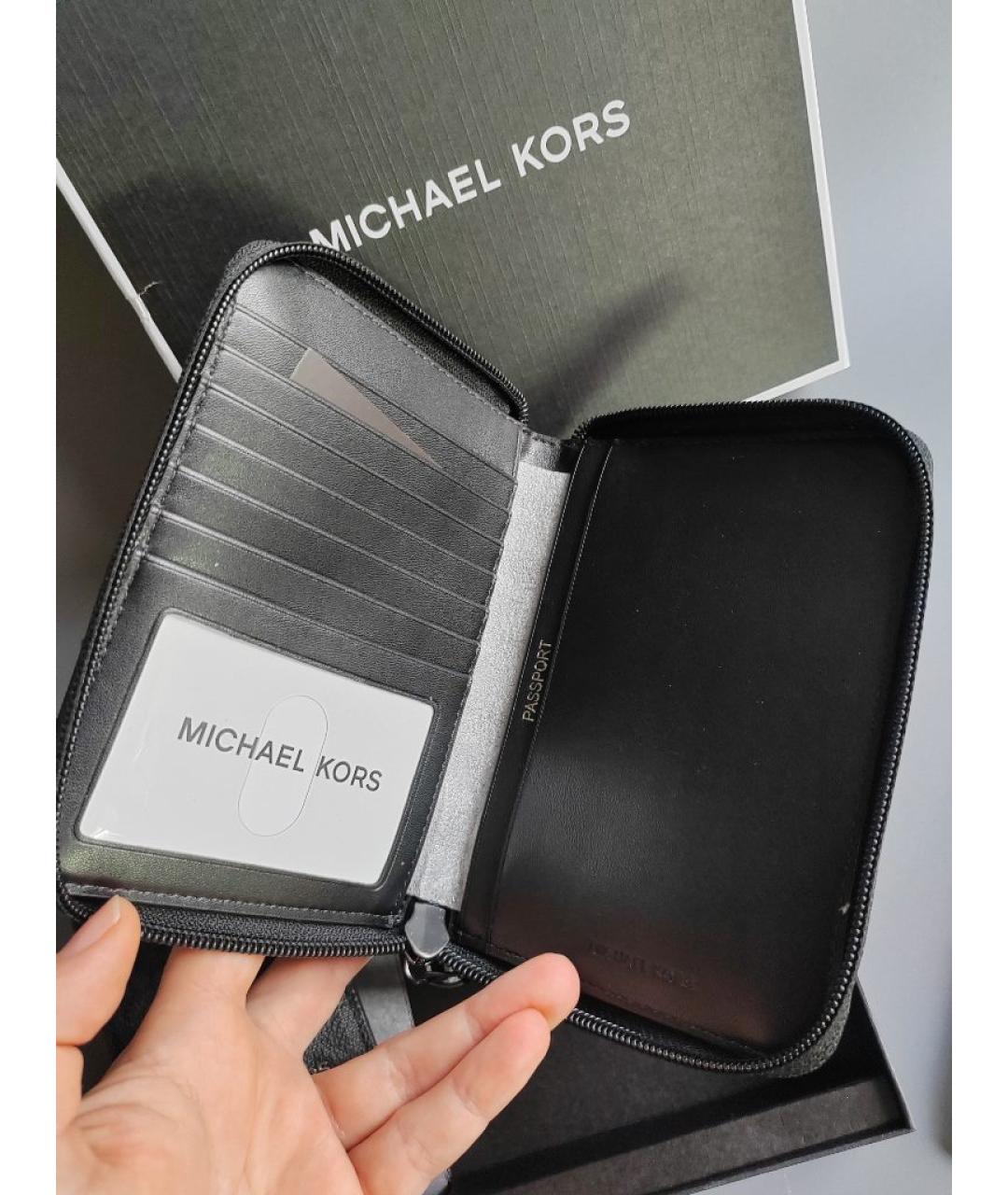 MICHAEL KORS Черный кожаный кошелек, фото 6