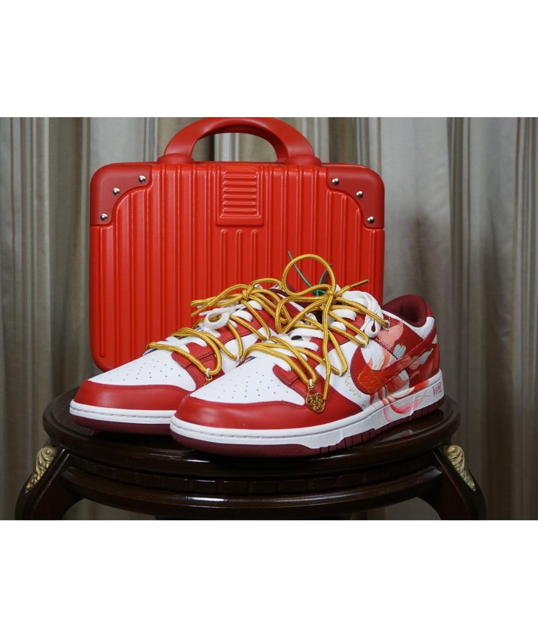 NIKE Красные низкие кроссовки / кеды из искусственной кожи, фото 2