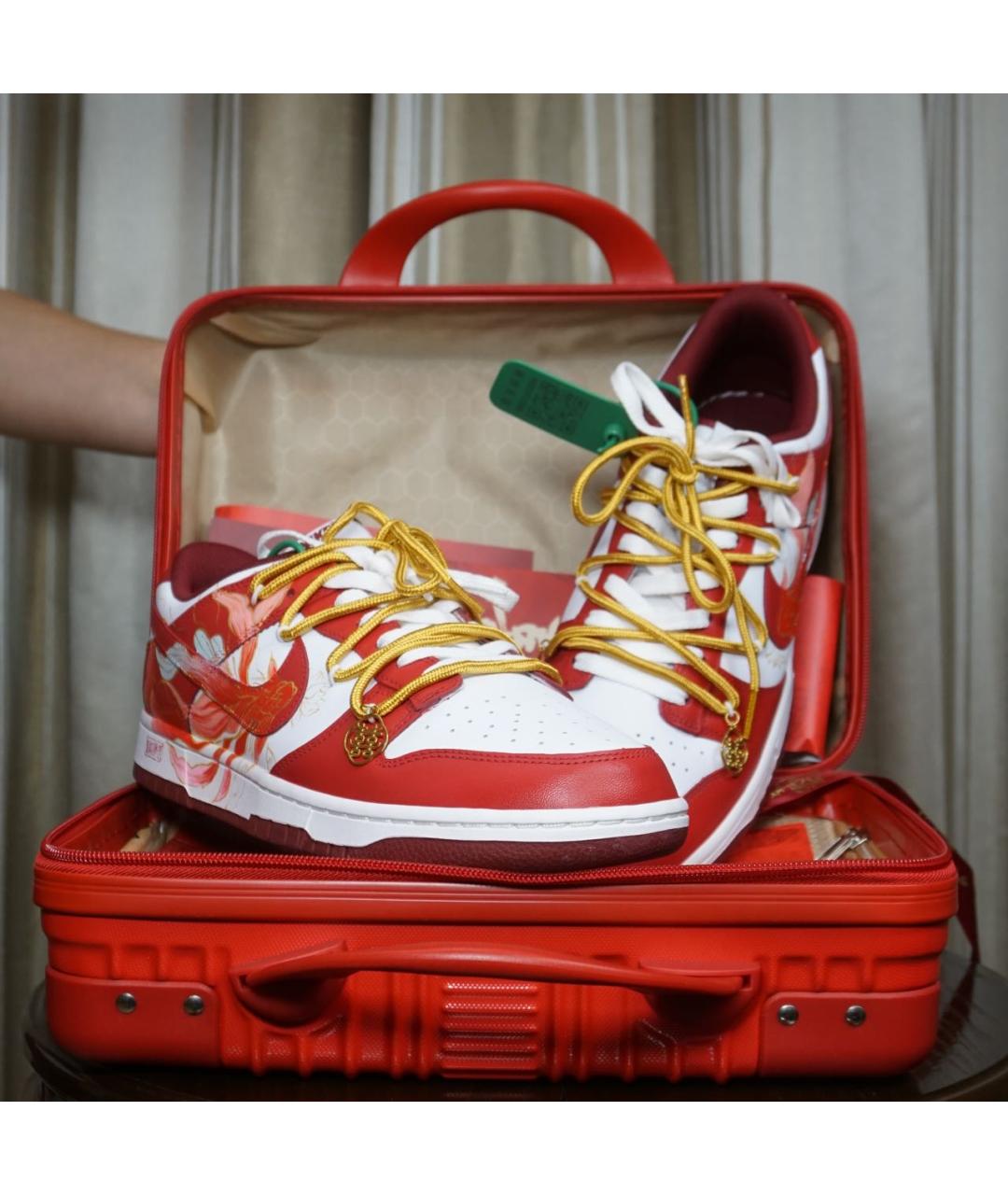 NIKE Красные низкие кроссовки / кеды из искусственной кожи, фото 5