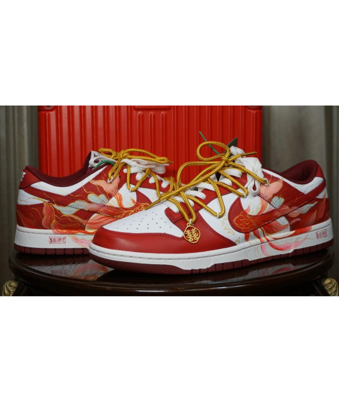 NIKE Красные низкие кроссовки / кеды из искусственной кожи, фото 3