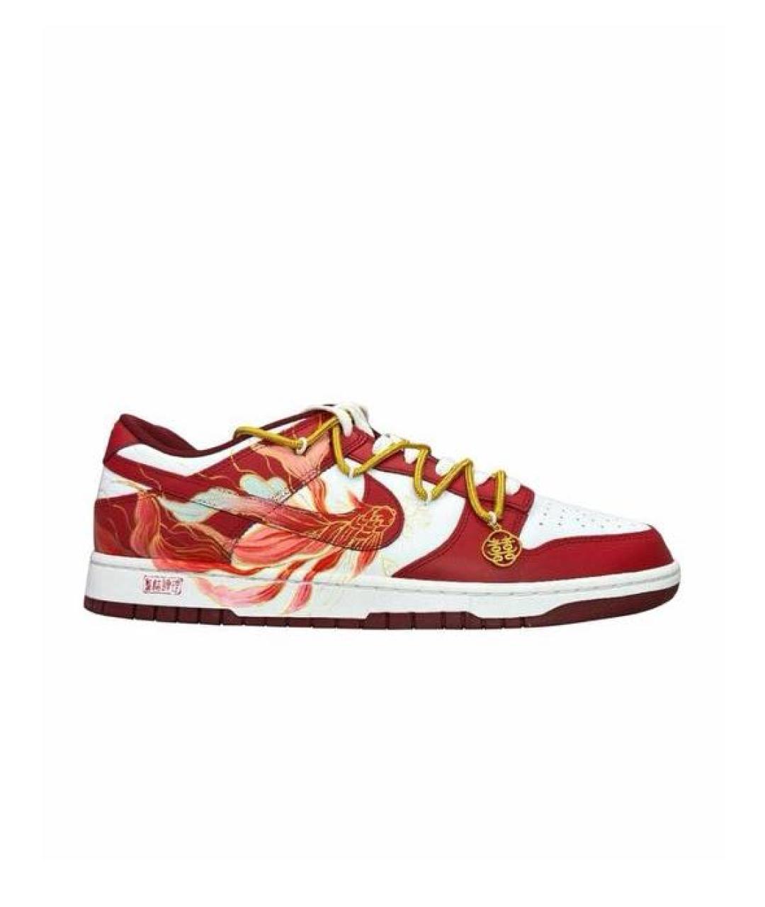 NIKE Красные низкие кроссовки / кеды из искусственной кожи, фото 1