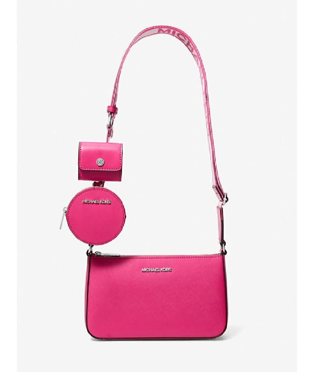 MICHAEL KORS Фуксия кожаная сумка через плечо, фото 5