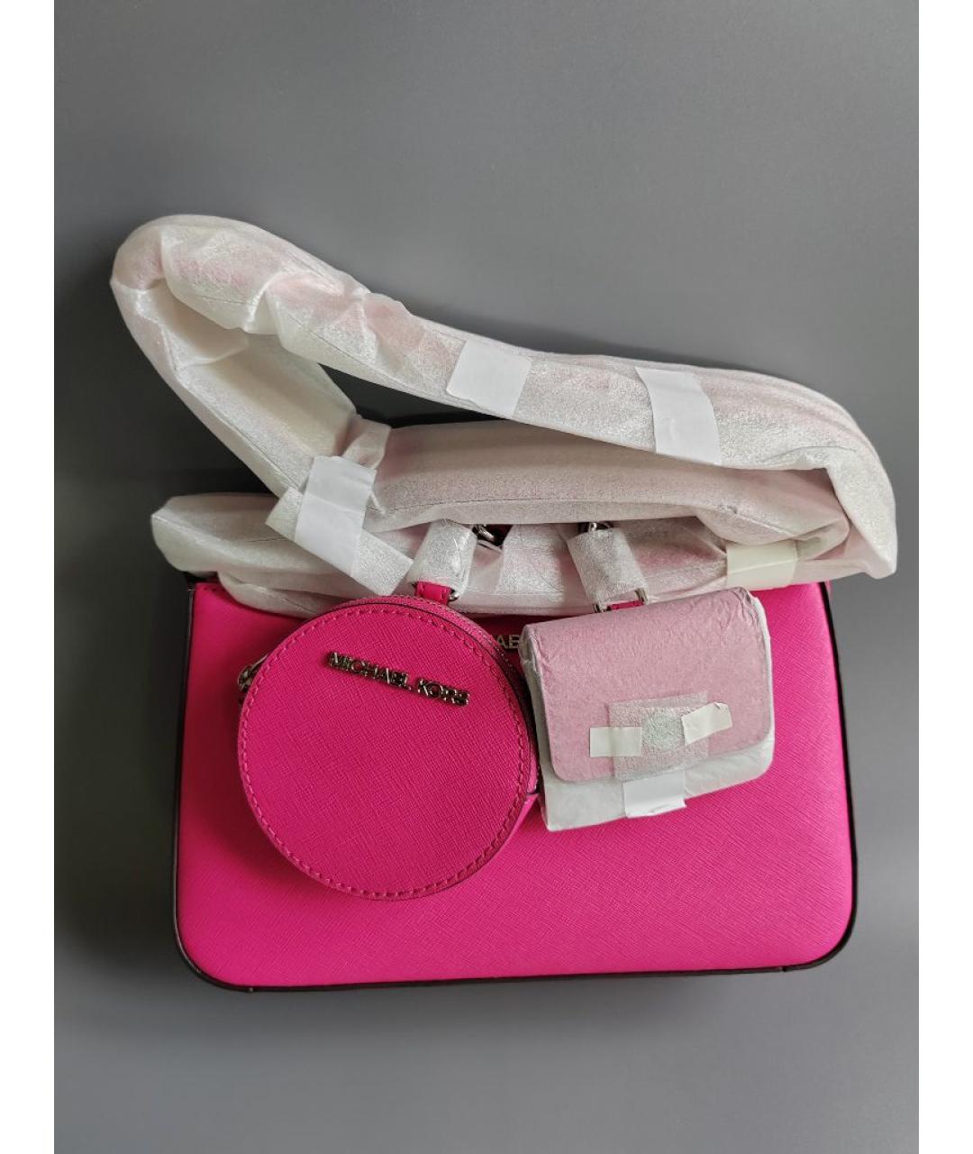 MICHAEL KORS Фуксия кожаная сумка через плечо, фото 5