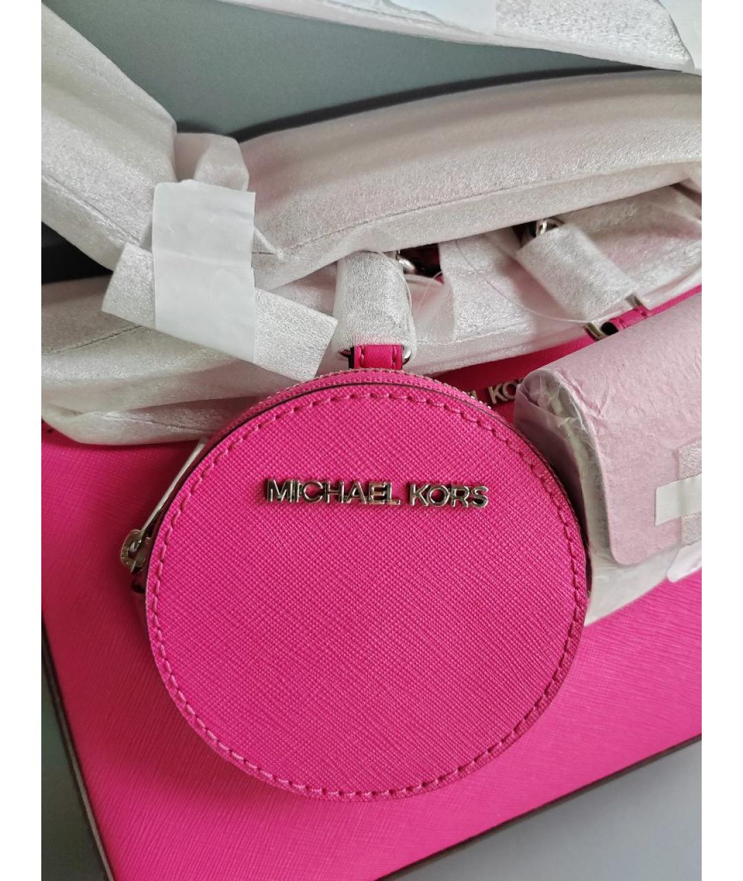 MICHAEL KORS Фуксия кожаная сумка через плечо, фото 6