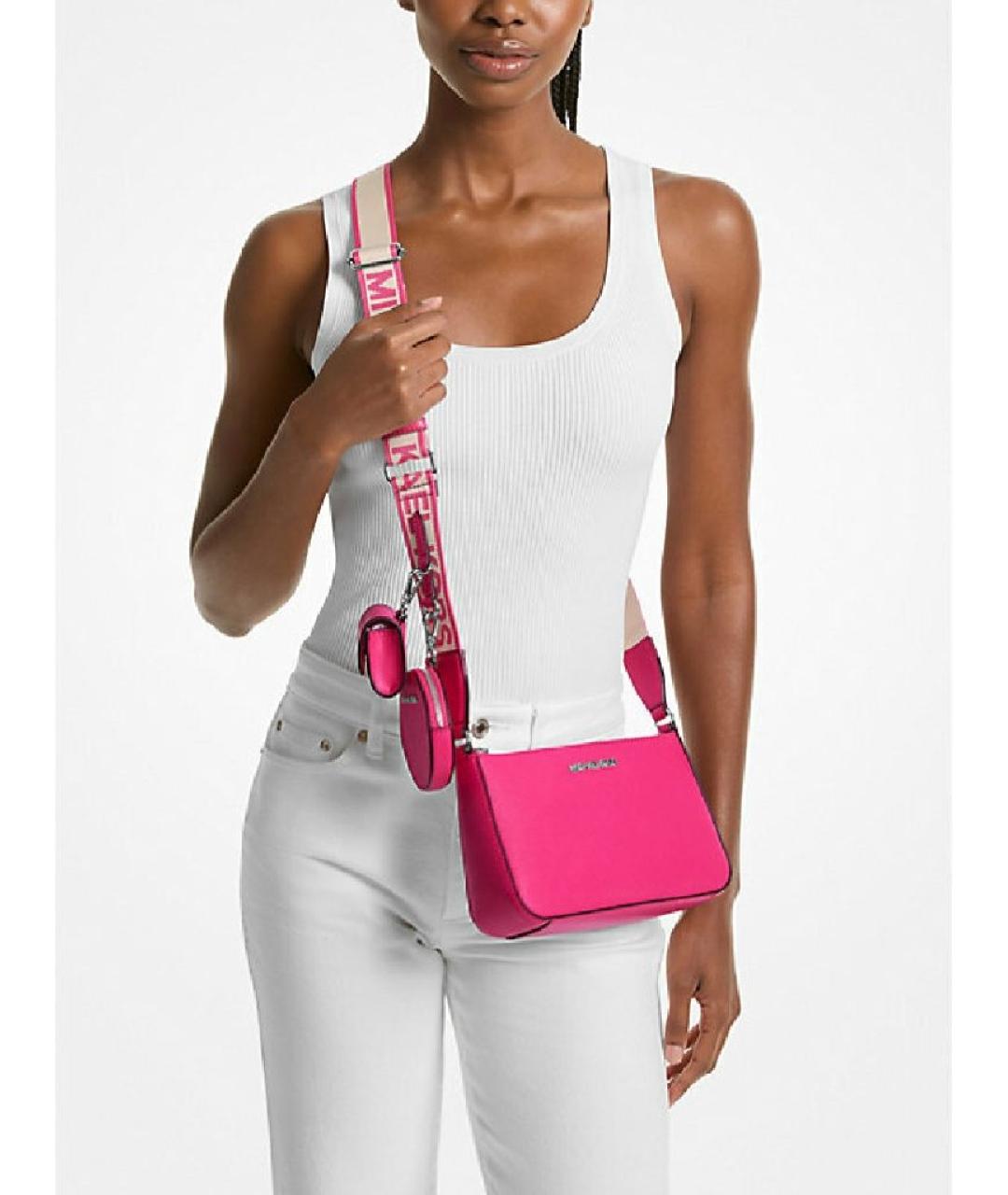 MICHAEL KORS Фуксия кожаная сумка через плечо, фото 4