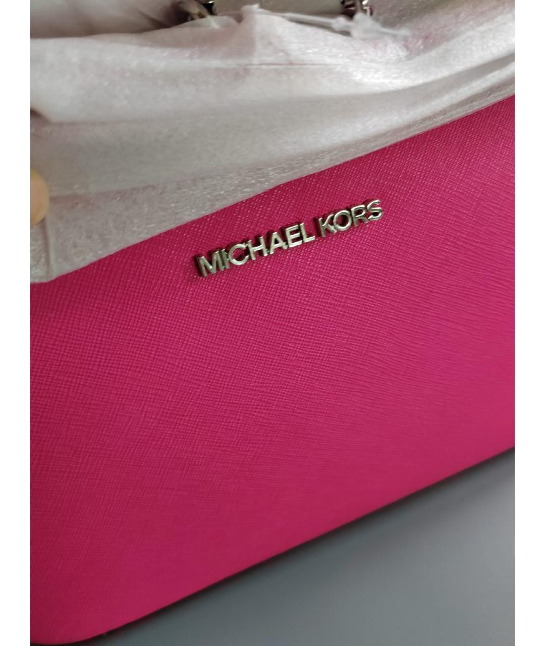 MICHAEL KORS Фуксия кожаная сумка через плечо, фото 7