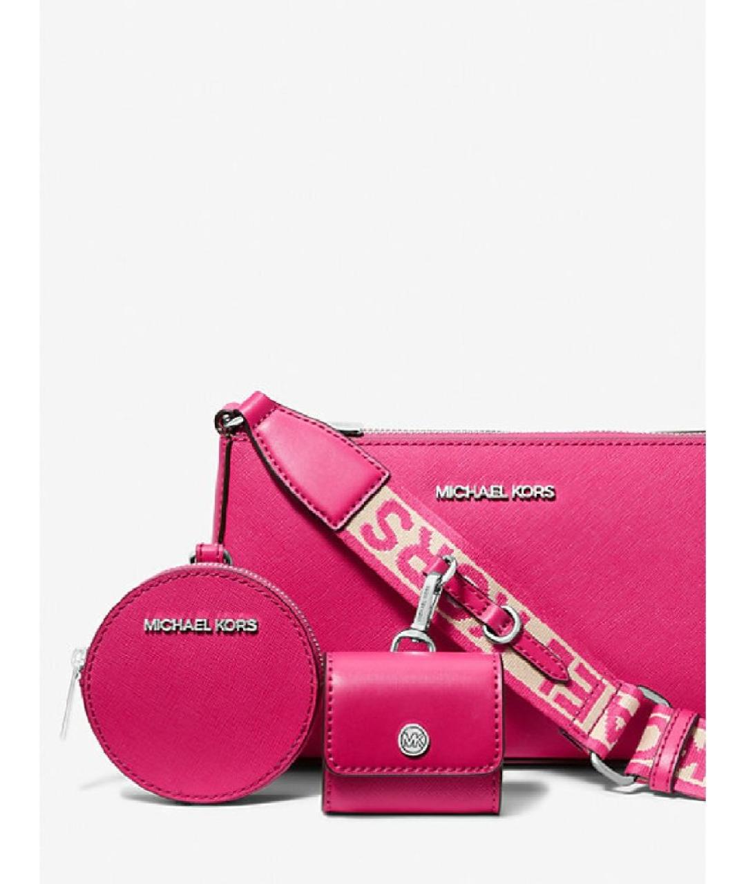 MICHAEL KORS Фуксия кожаная сумка через плечо, фото 3