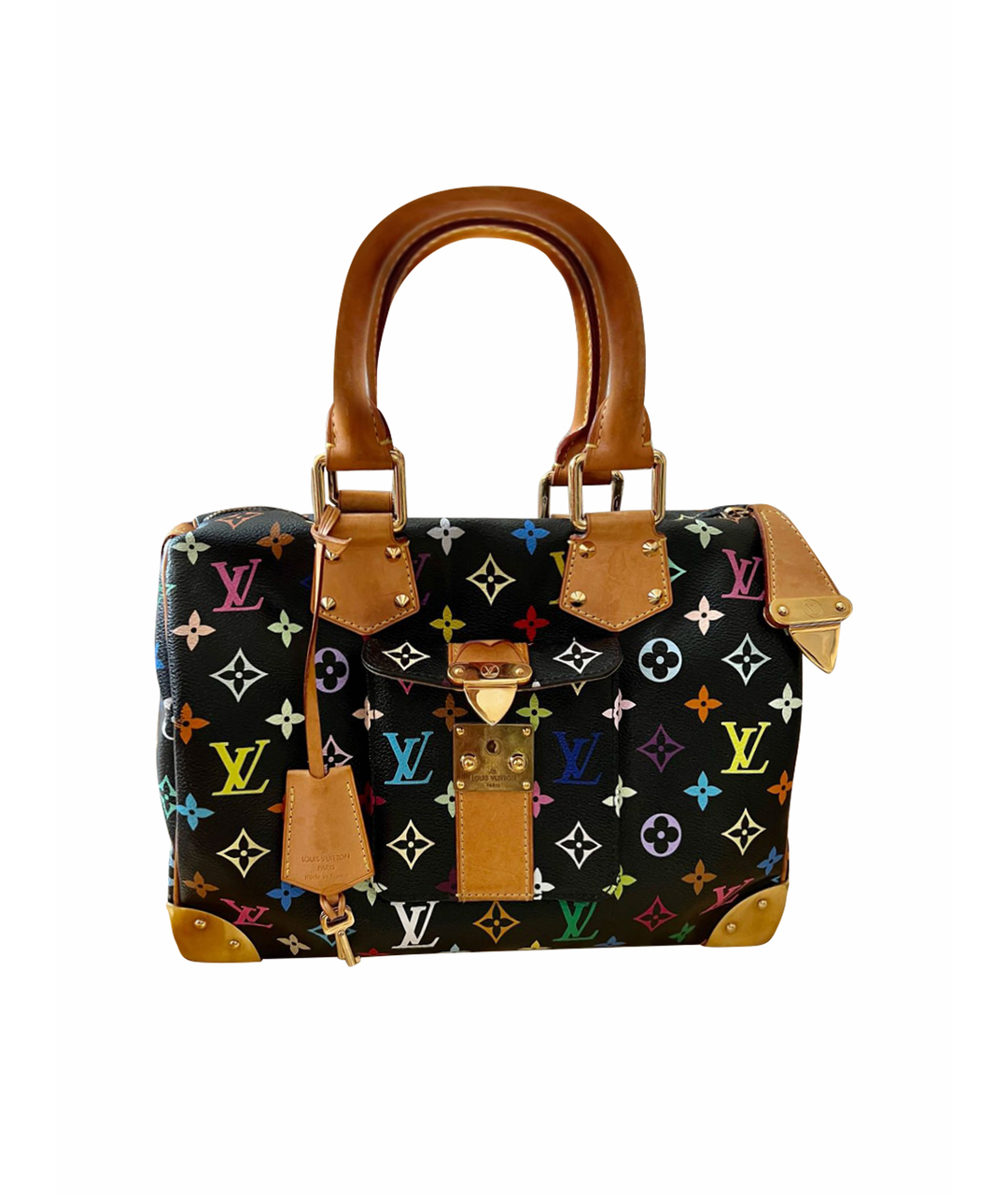 LOUIS VUITTON VINTAGE Черная кожаная сумка с короткими ручками, фото 1