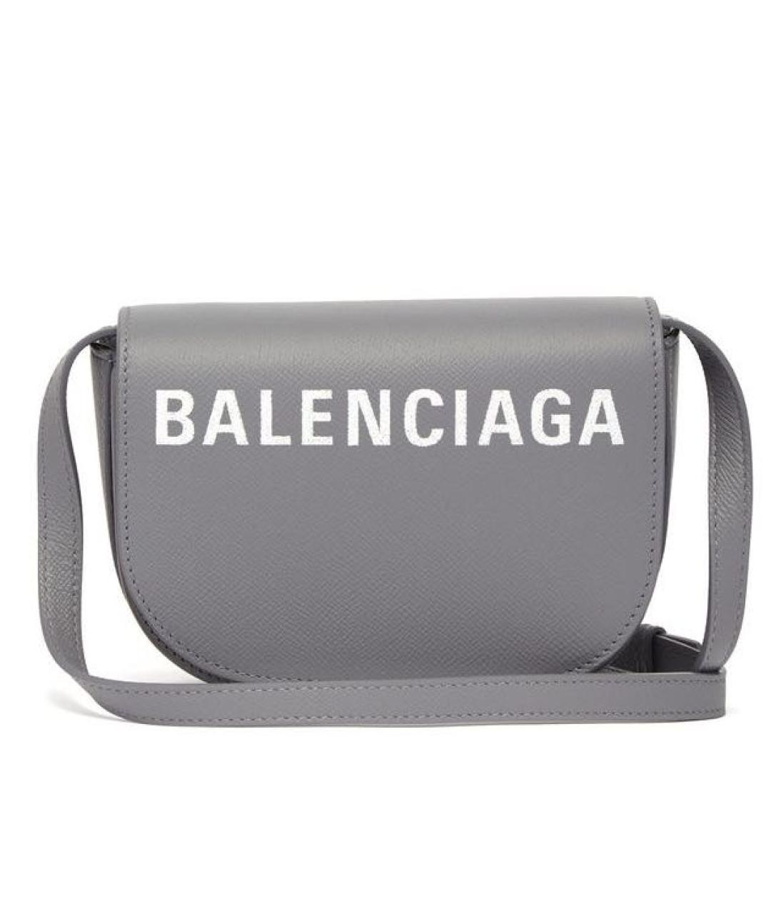 BALENCIAGA Серая кожаная сумка на плечо, фото 1