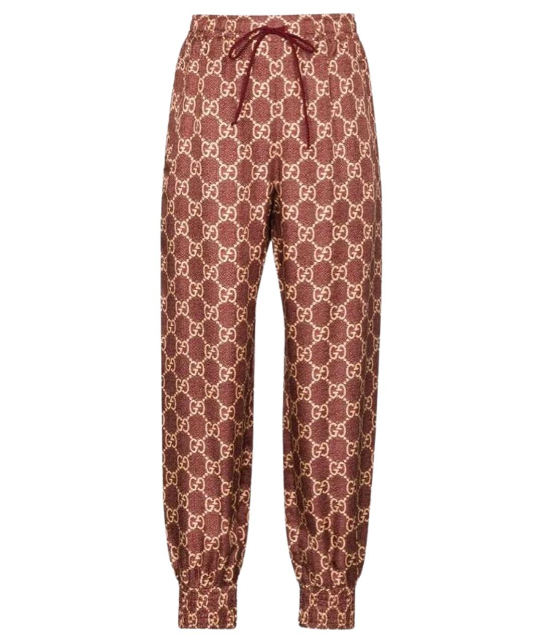 GUCCI Коричневые вискозные спортивные брюки и шорты, фото 1