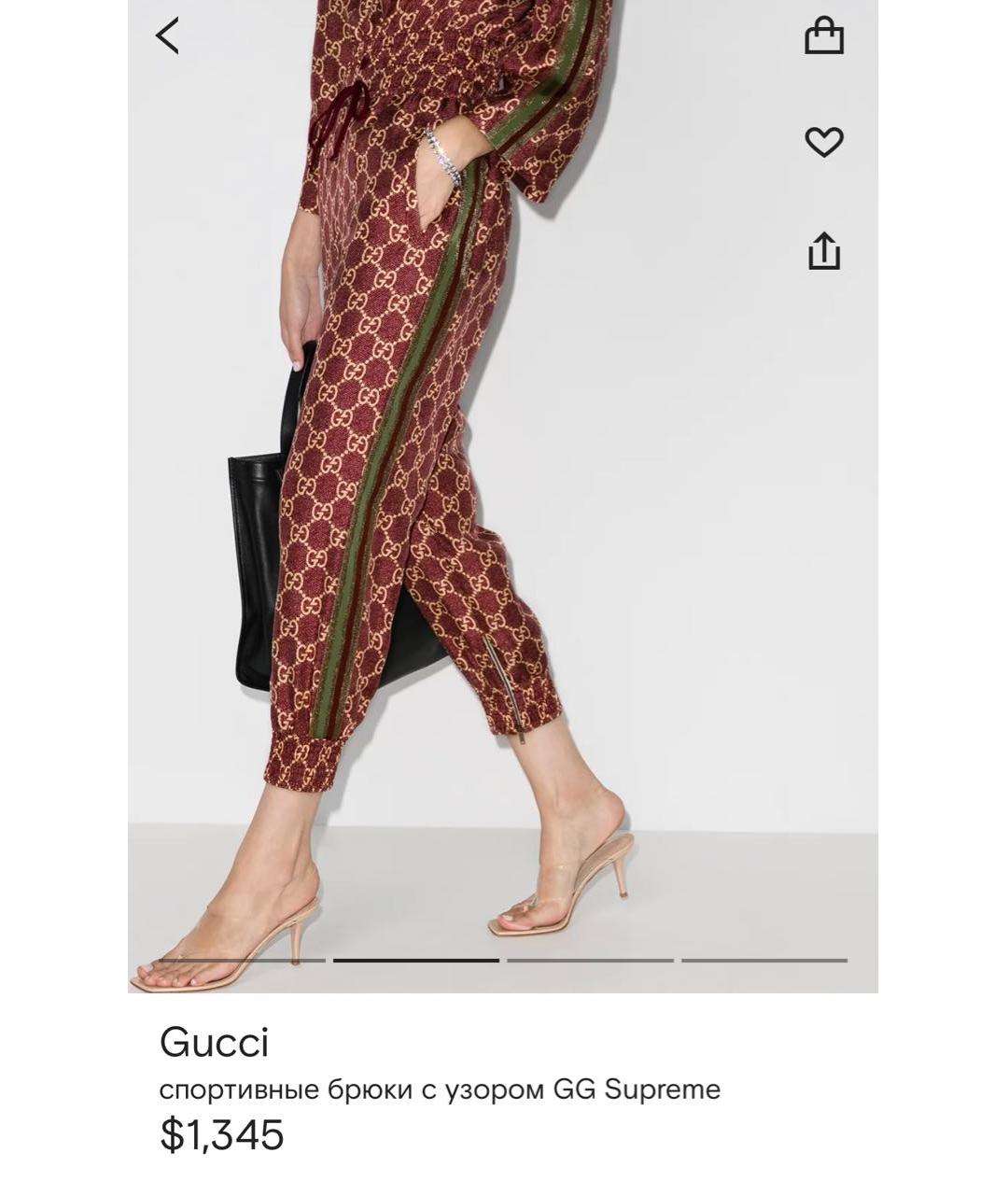 GUCCI Коричневые вискозные спортивные брюки и шорты, фото 2