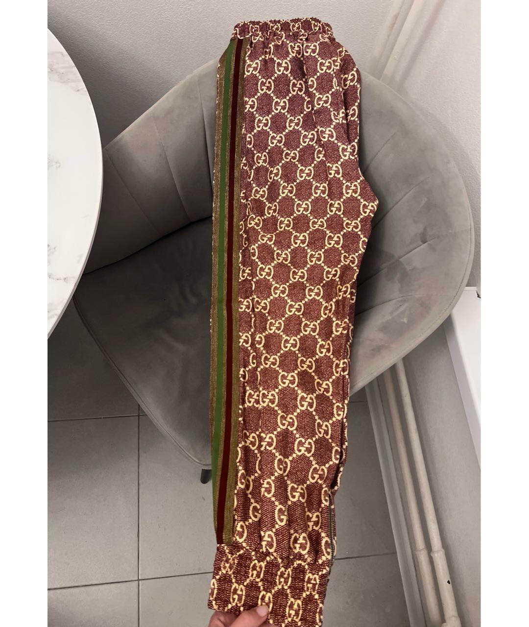 GUCCI Коричневые вискозные спортивные брюки и шорты, фото 3