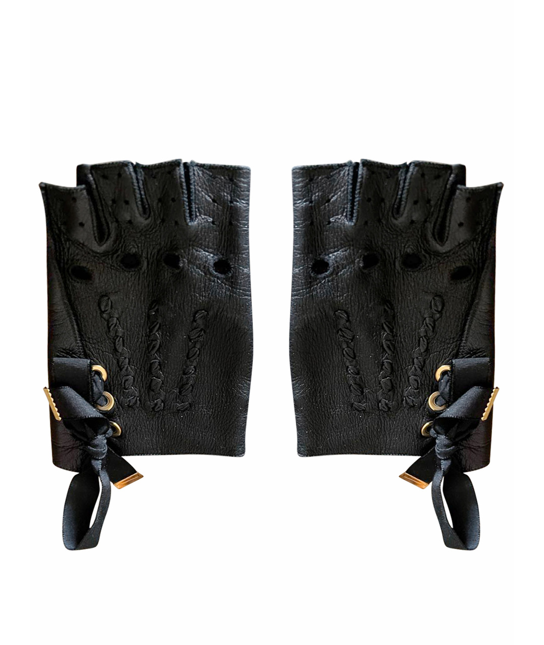 LOUIS VUITTON PRE-OWNED Черные кожаные перчатки, фото 1
