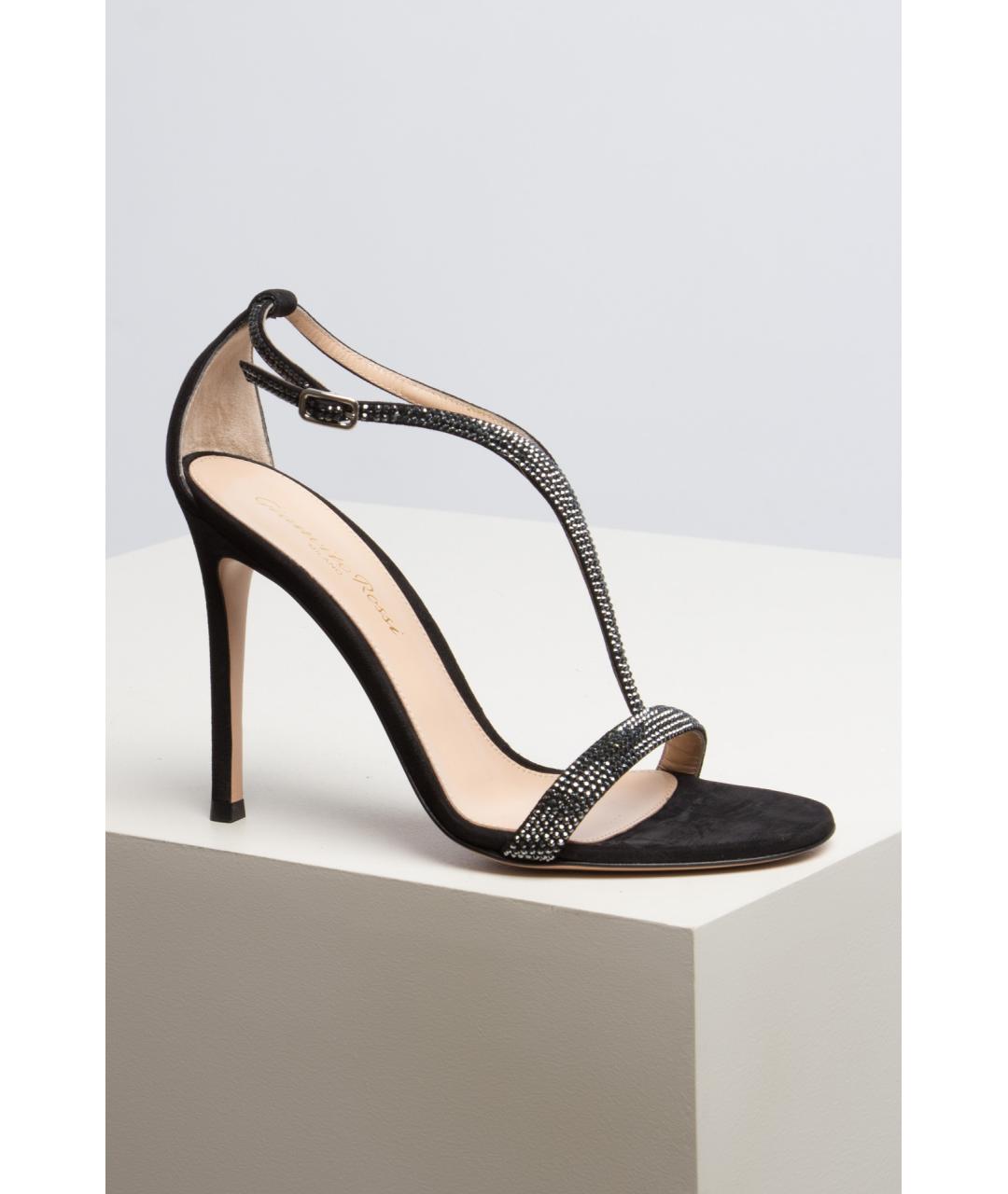 GIANVITO ROSSI Черные кожаные босоножки, фото 4