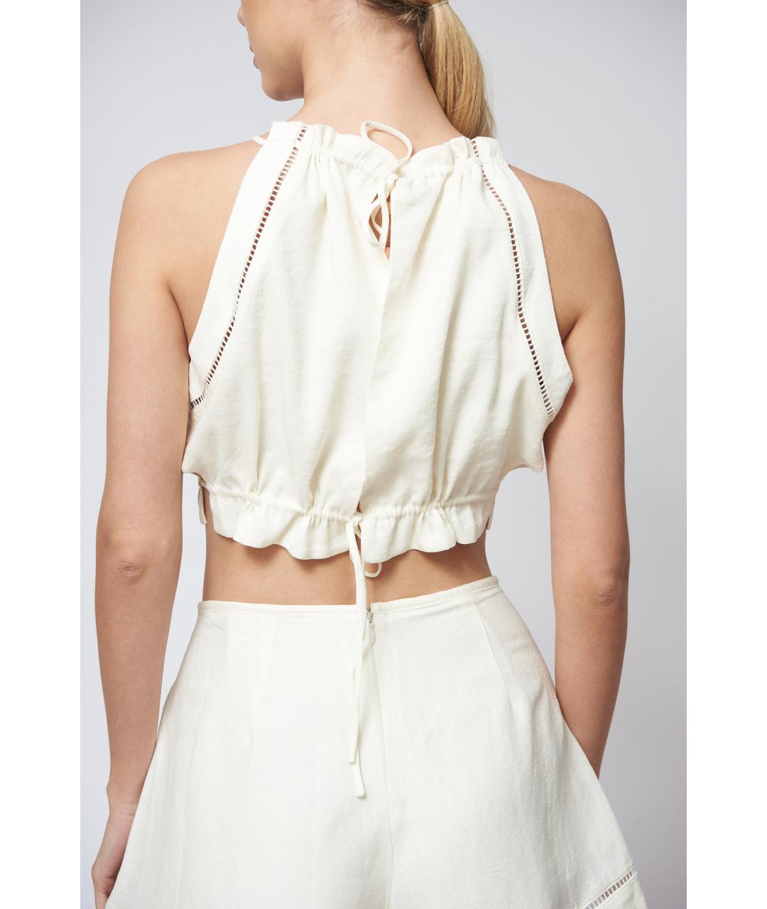 CULT GAIA Белая льняная блузы, фото 5
