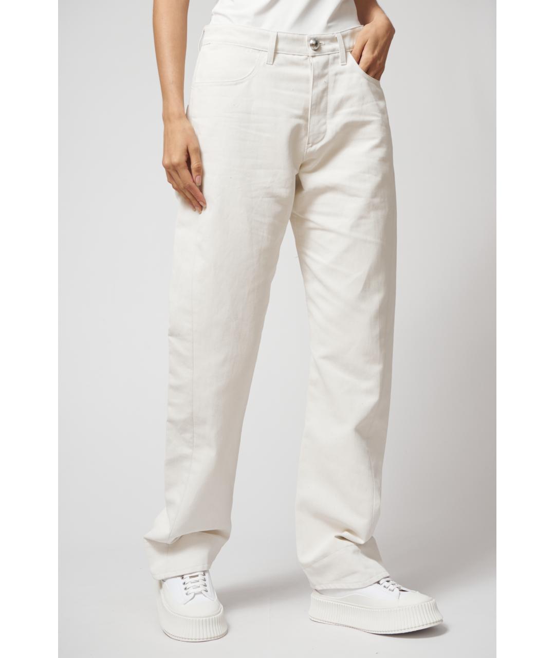 JIL SANDER Белые хлопковые прямые джинсы, фото 4