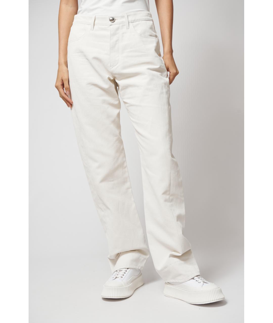 JIL SANDER Белые хлопковые прямые джинсы, фото 3