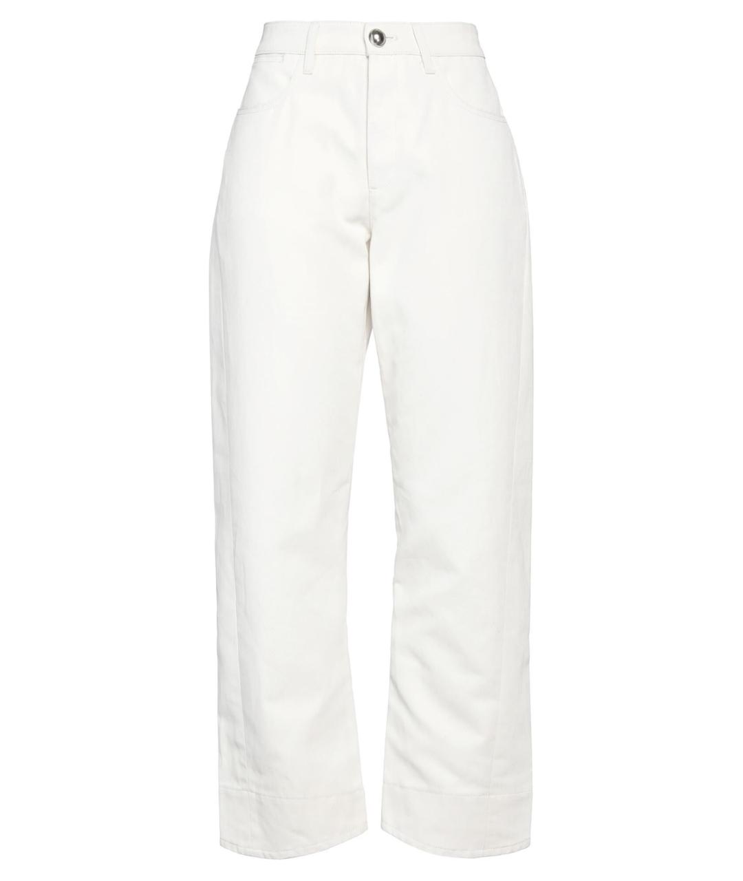JIL SANDER Белые хлопковые прямые джинсы, фото 1