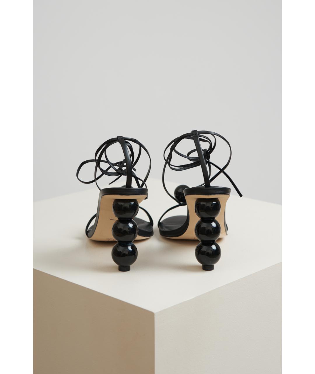 CULT GAIA Черные кожаные босоножки, фото 3