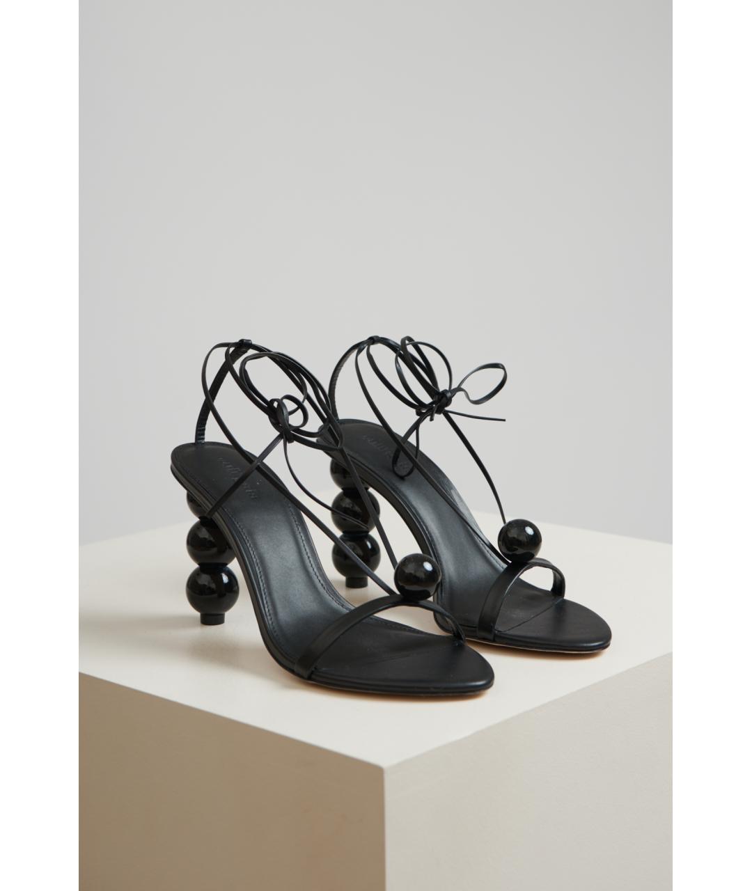CULT GAIA Черные кожаные босоножки, фото 4