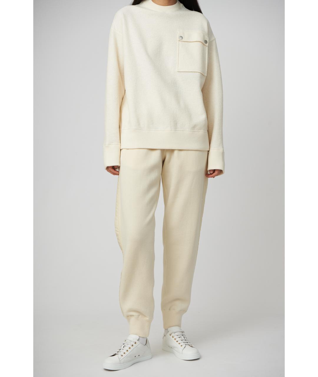 JIL SANDER Бежевые шерстяные прямые брюки, фото 2