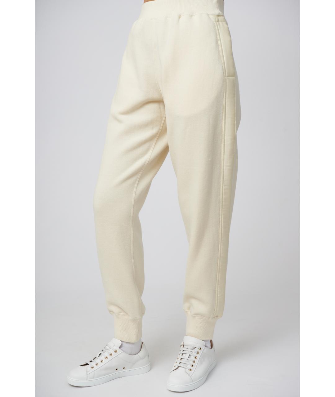 JIL SANDER Бежевые шерстяные прямые брюки, фото 3