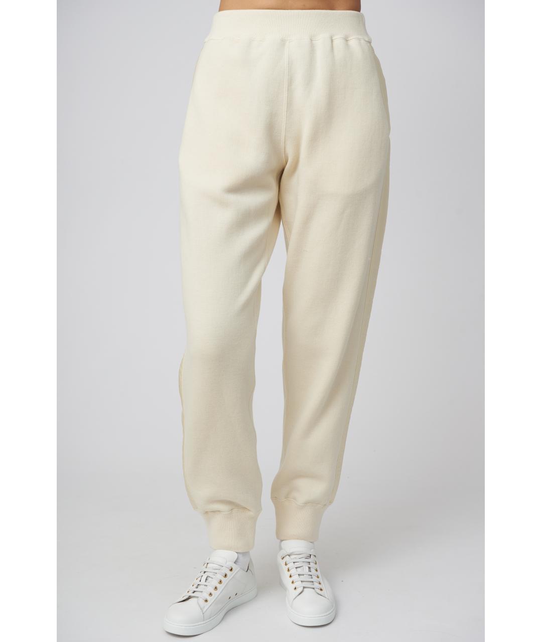 JIL SANDER Бежевые шерстяные прямые брюки, фото 5