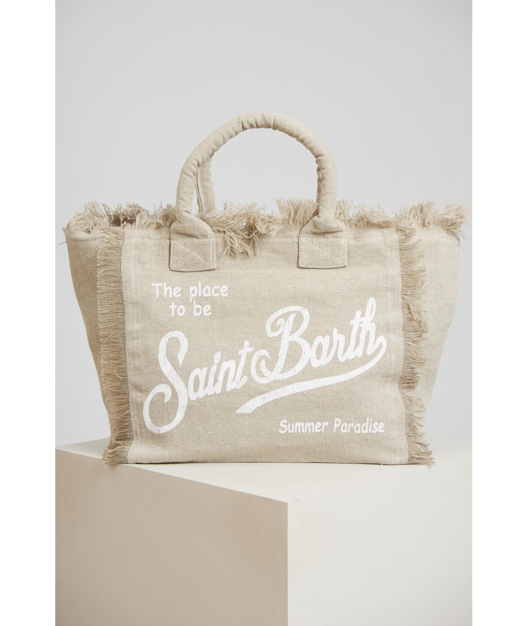 MC2 SAINT BARTH Бежевая тканевая сумка тоут, фото 6