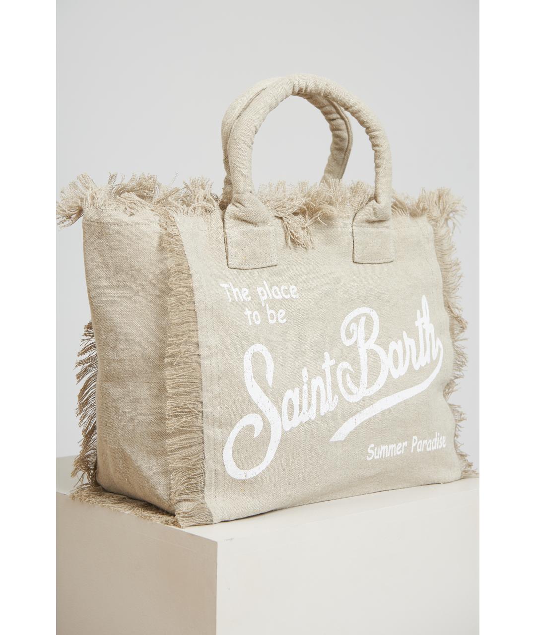 MC2 SAINT BARTH Бежевая тканевая сумка тоут, фото 2