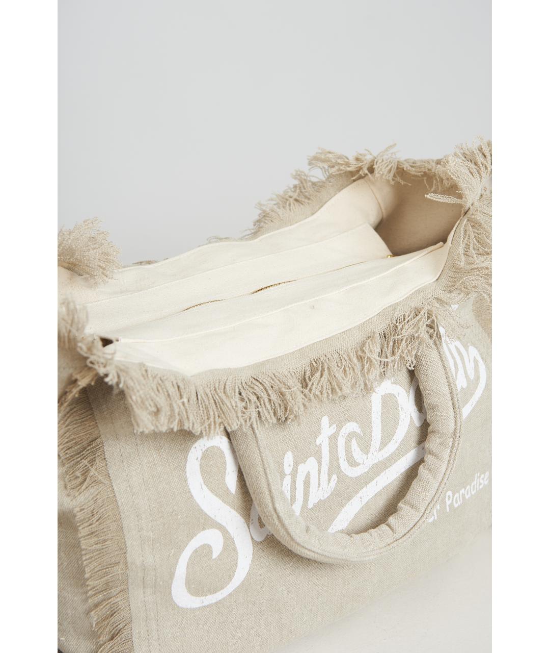 MC2 SAINT BARTH Бежевая тканевая сумка тоут, фото 5