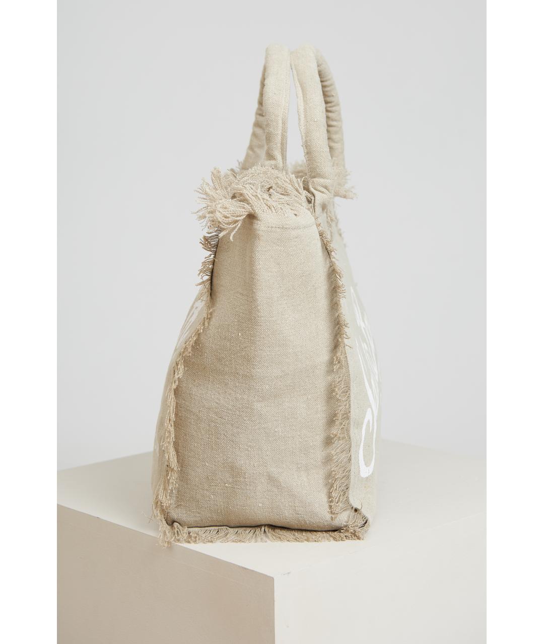 MC2 SAINT BARTH Бежевая тканевая сумка тоут, фото 4