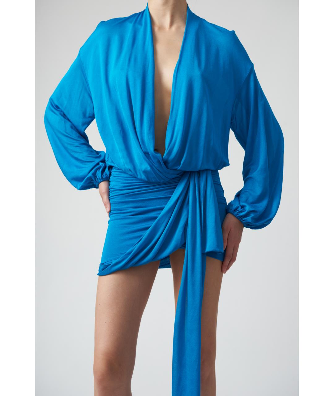 BLUMARINE Темно-синее вискозное вечернее платье, фото 3