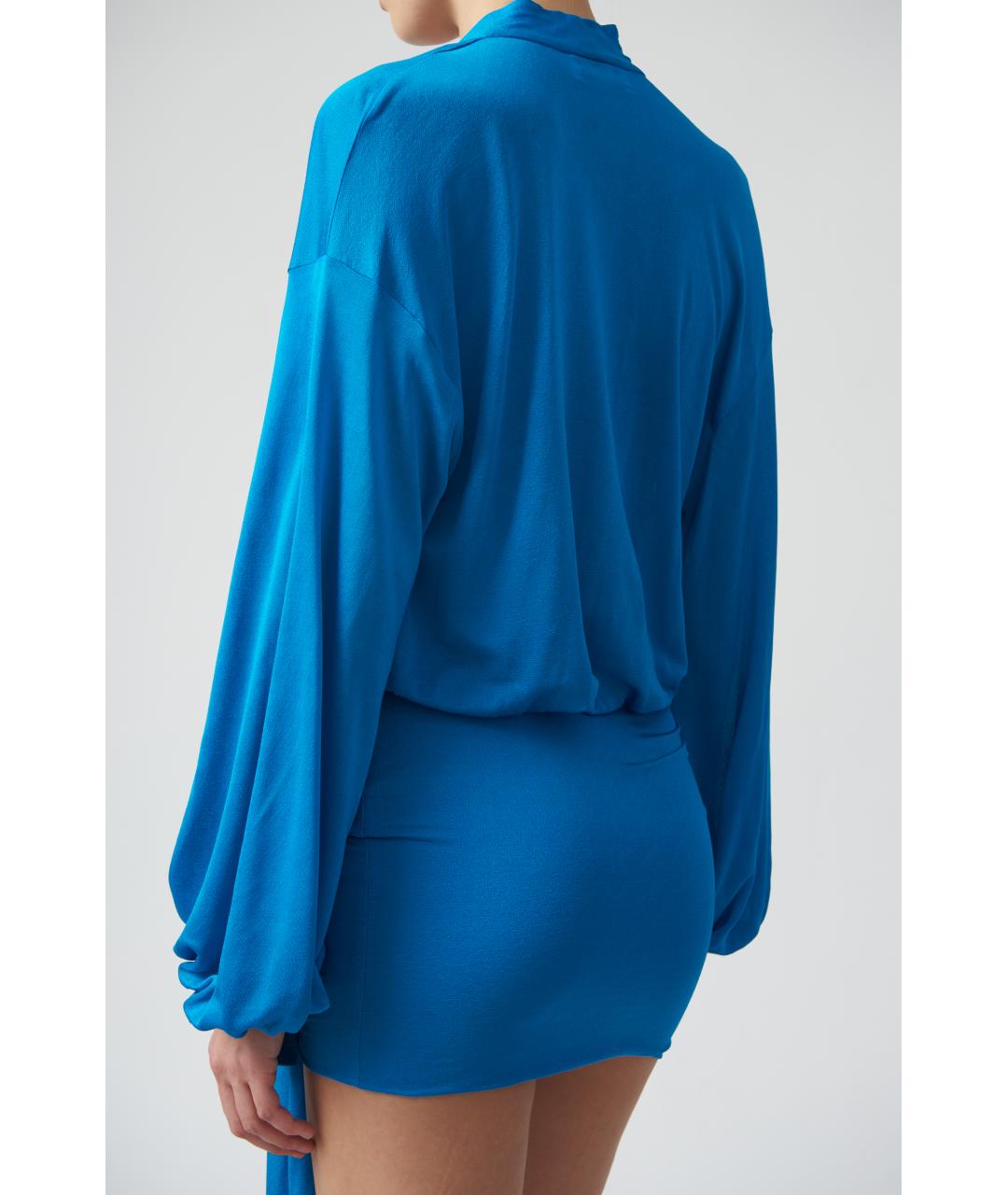 BLUMARINE Темно-синее вискозное вечернее платье, фото 5