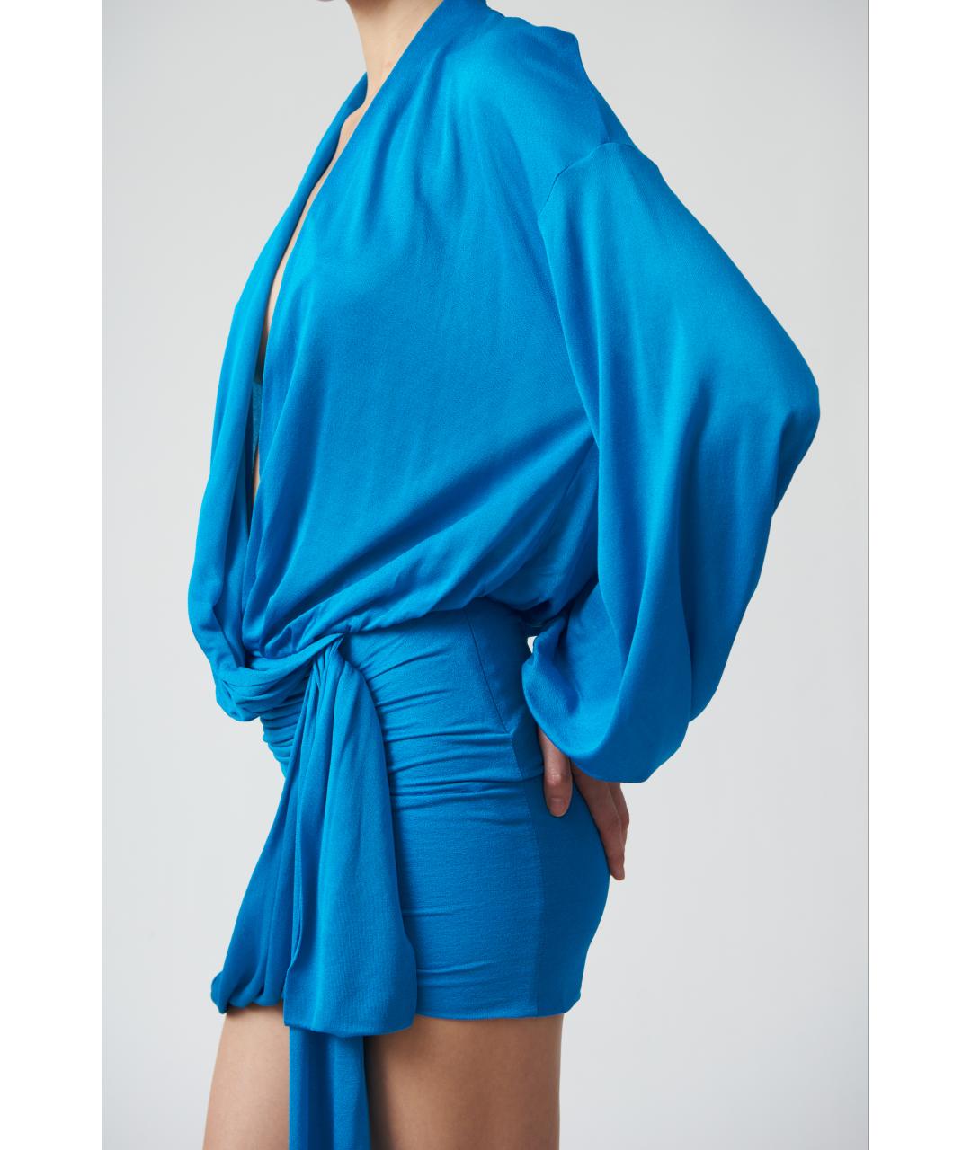 BLUMARINE Темно-синее вискозное вечернее платье, фото 4