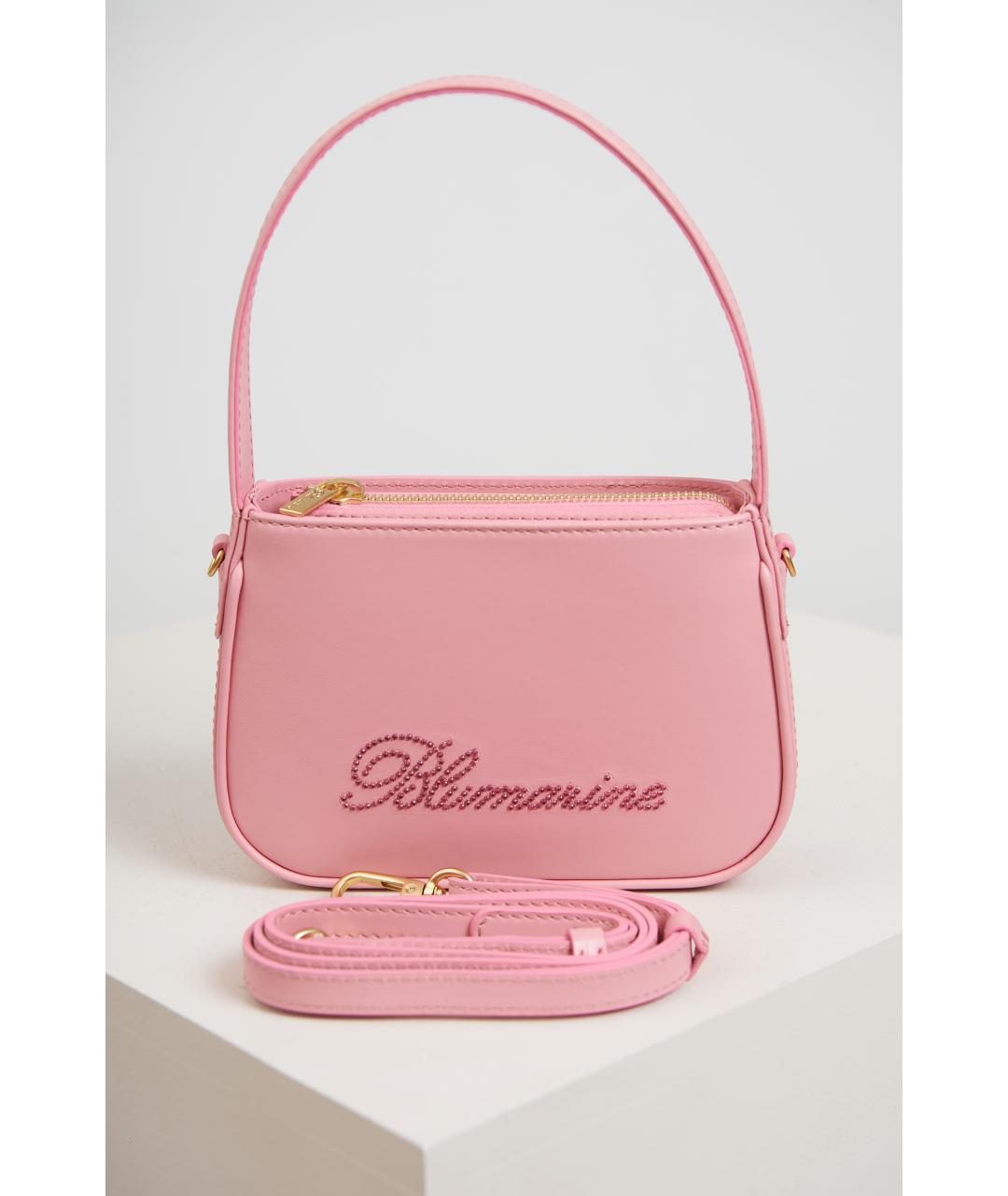 BLUMARINE Розовая кожаная сумка с короткими ручками, фото 6