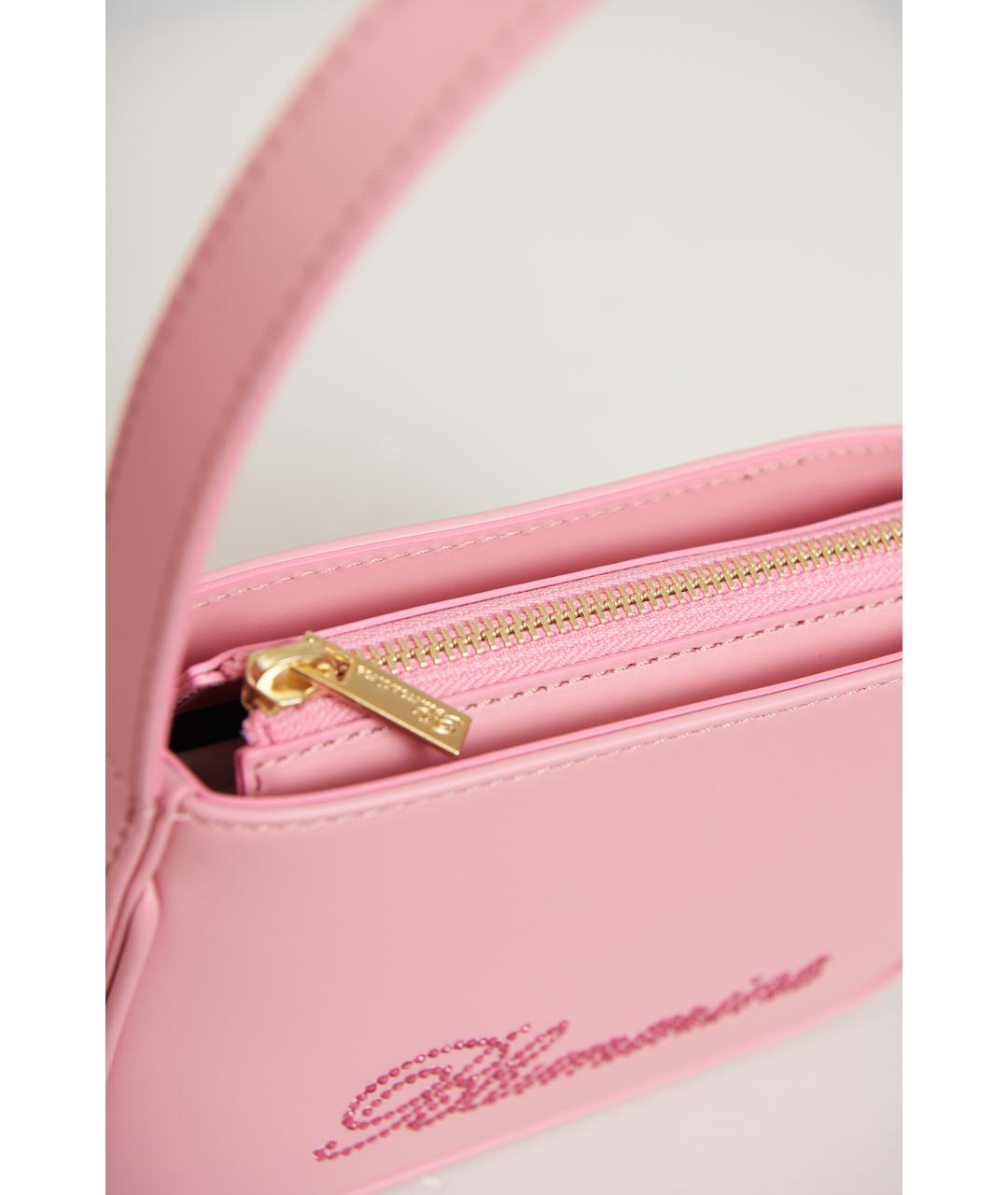 BLUMARINE Розовая кожаная сумка с короткими ручками, фото 3