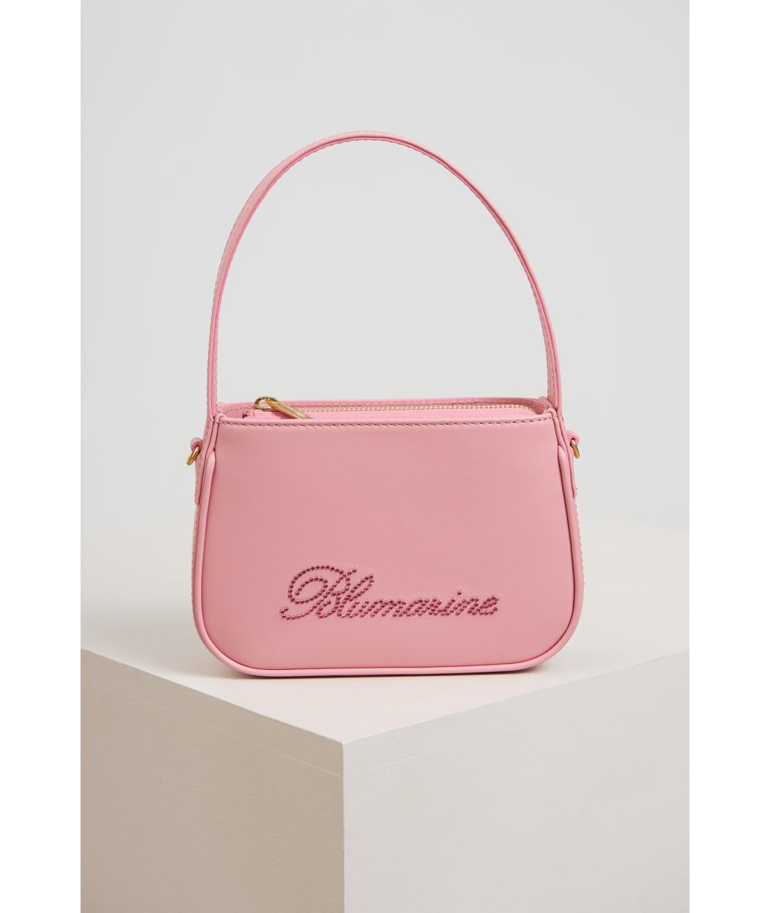 BLUMARINE Розовая кожаная сумка с короткими ручками, фото 7