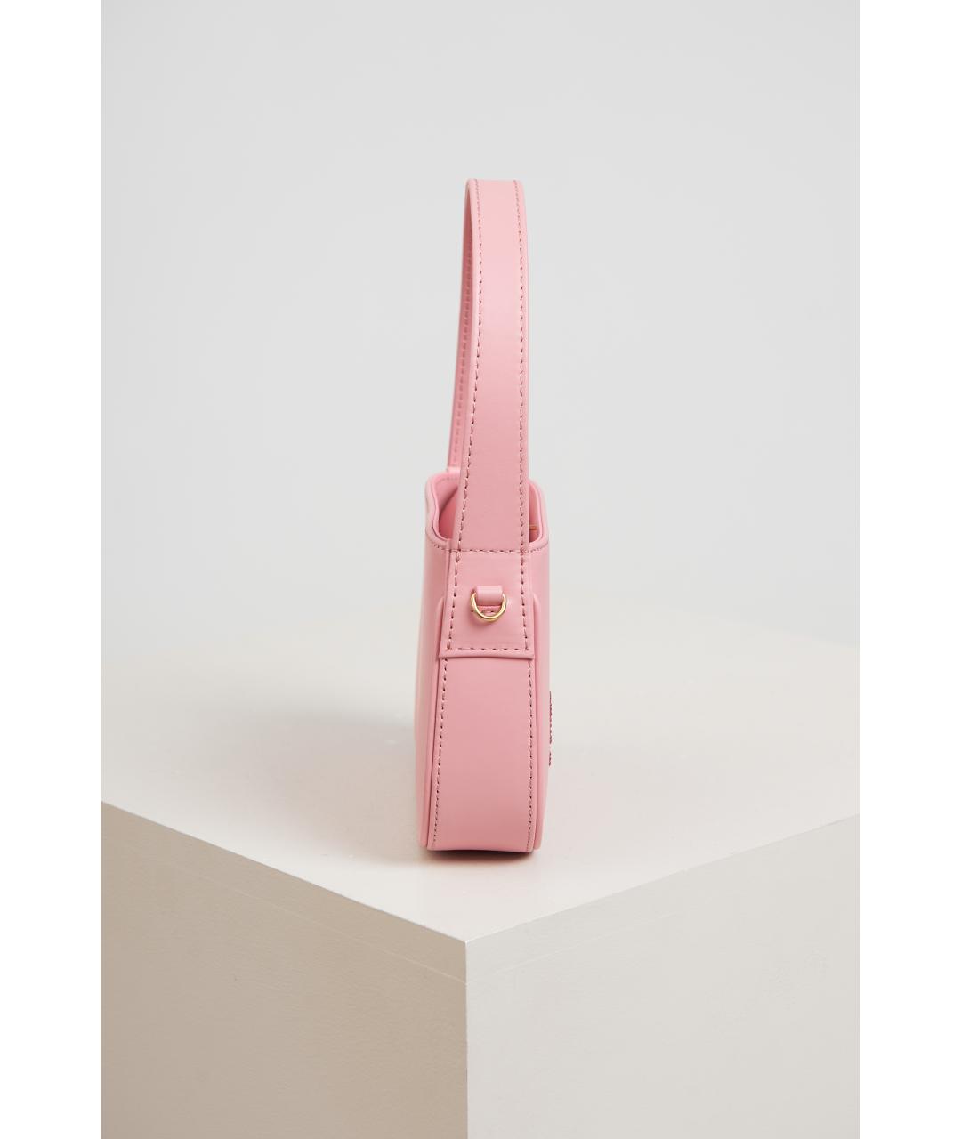 BLUMARINE Розовая кожаная сумка с короткими ручками, фото 4