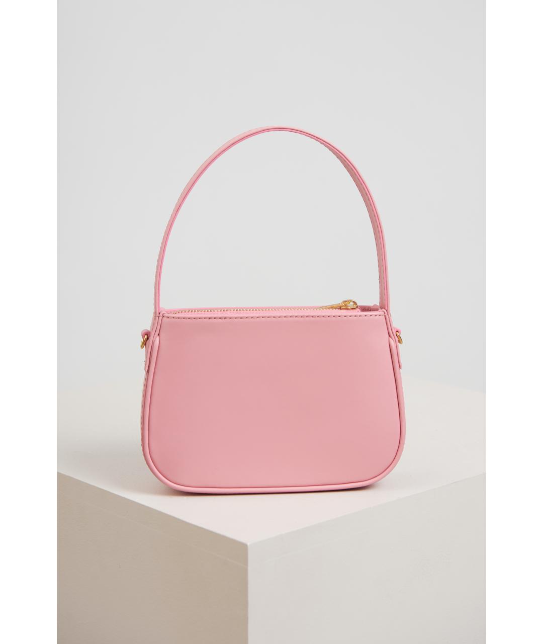 BLUMARINE Розовая кожаная сумка с короткими ручками, фото 5