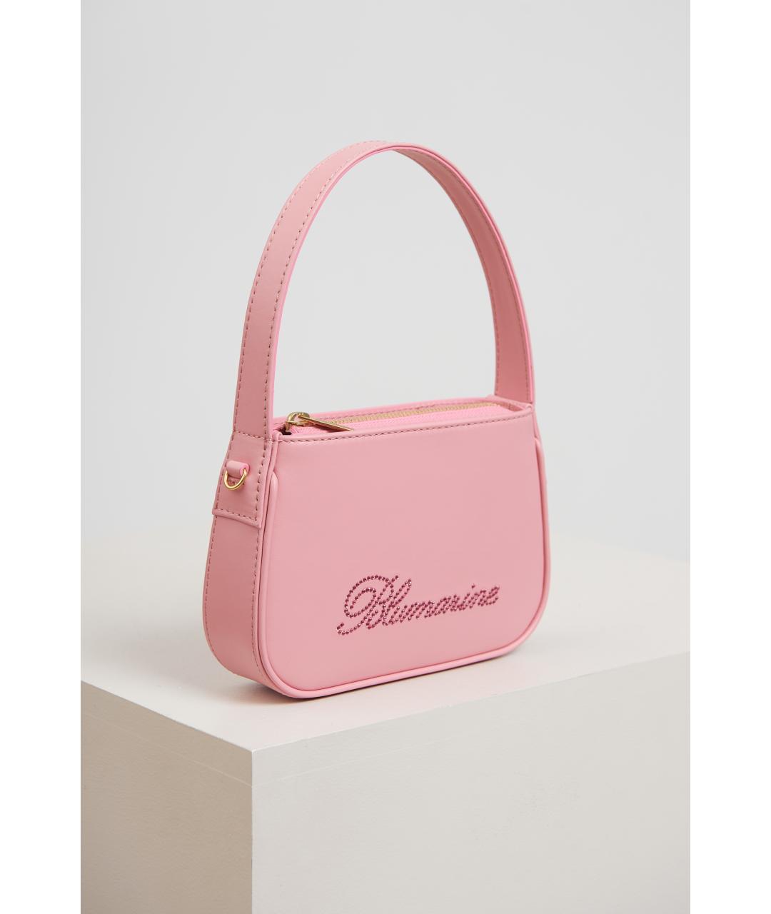 BLUMARINE Розовая кожаная сумка с короткими ручками, фото 2