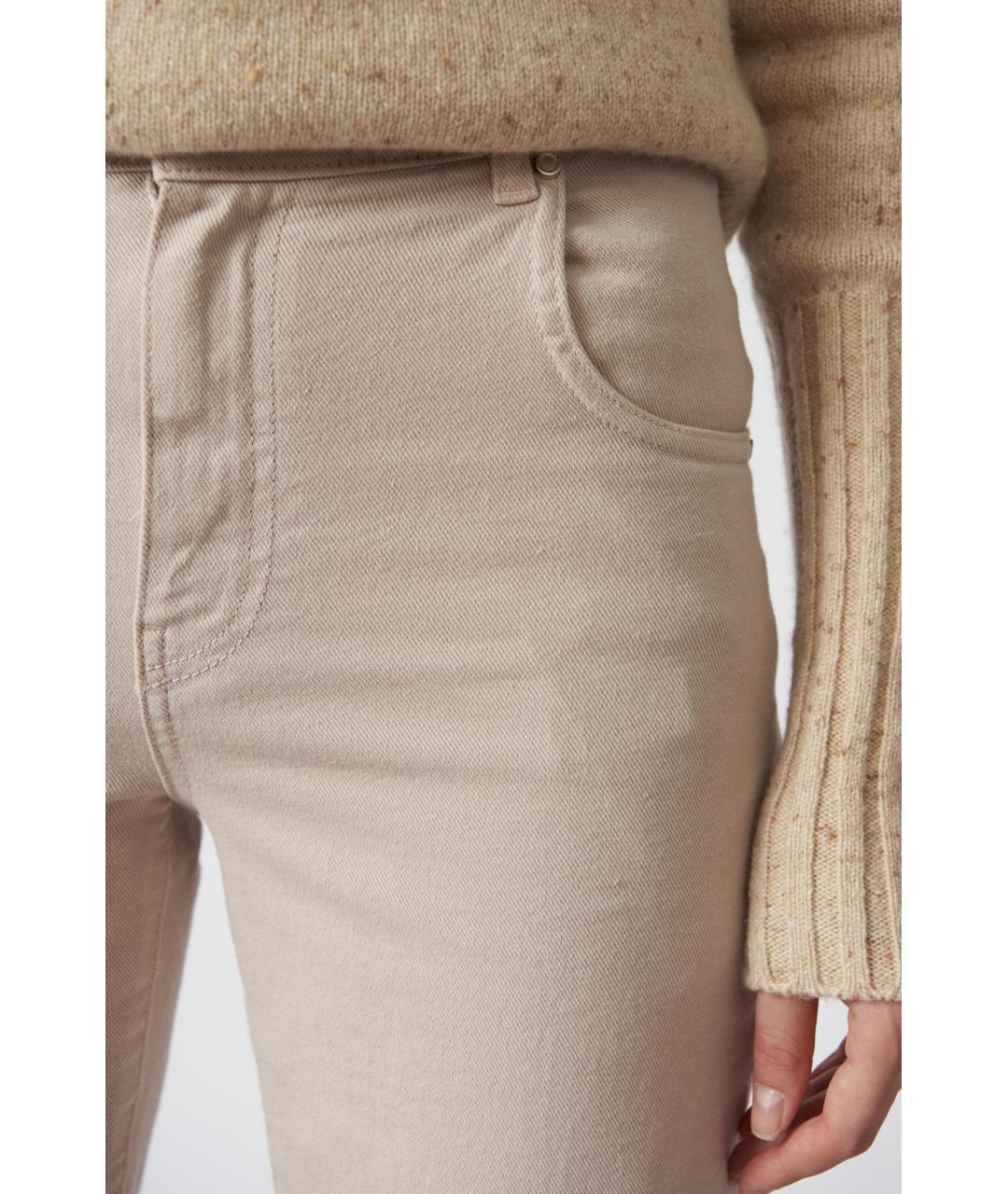 KITON Бежевые хлопковые прямые джинсы, фото 3