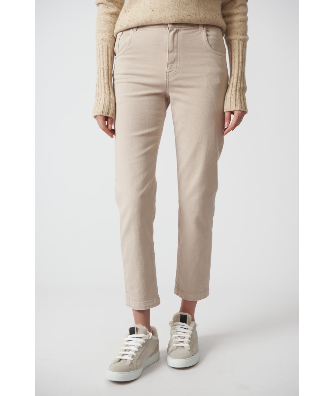 KITON Бежевые хлопковые прямые джинсы, фото 2
