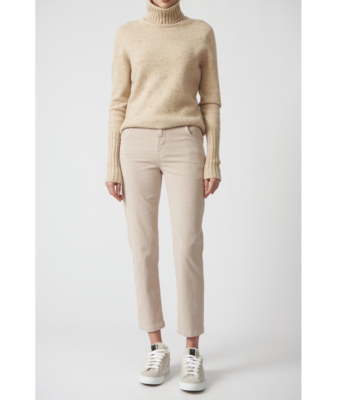 KITON Бежевые хлопковые прямые джинсы, фото 5