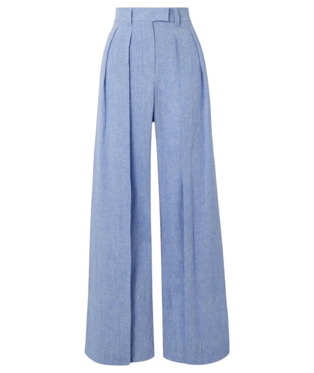 BRUNELLO CUCINELLI Голубые льняные прямые брюки, фото 1