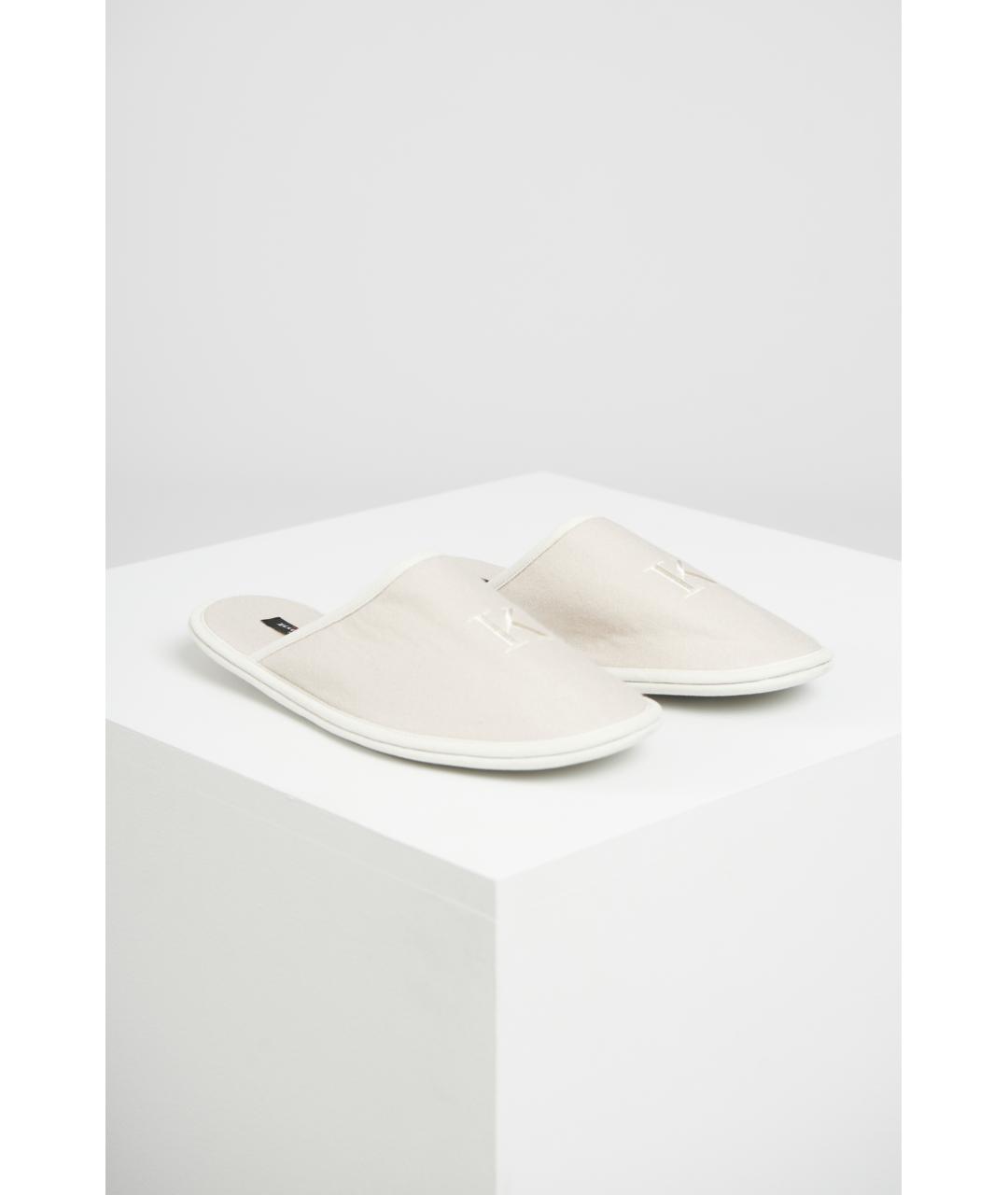 KITON Бежевые текстильные шлепанцы, фото 4